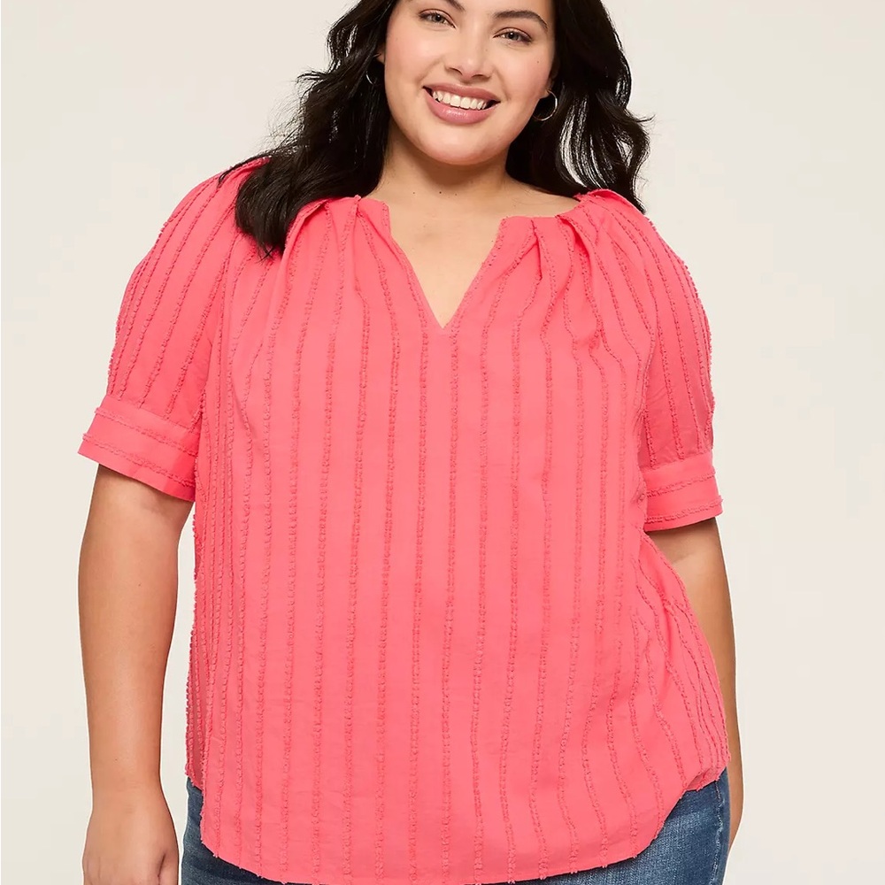 Perfect Sleeve Notch-Neck Popover Blouse
